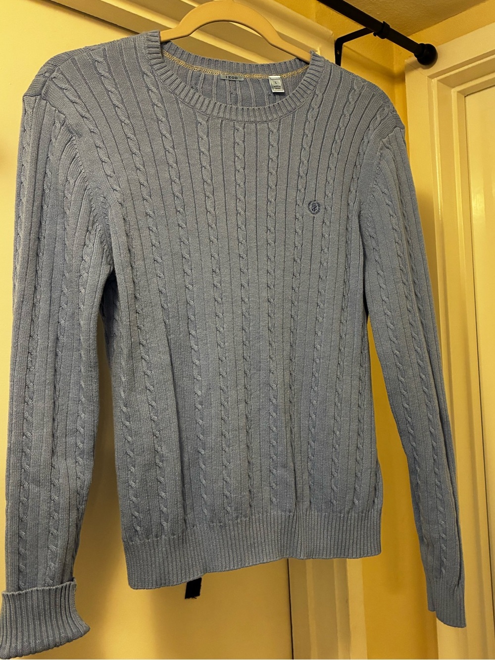 Blue Grey Crew Neck Patterned Sweater